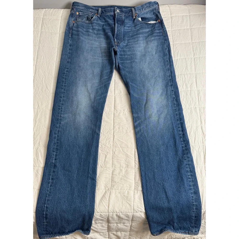 Levis 501 Original Fit Mens Medium Wash Blue Straight Leg Denim‎ Jeans W36 L36